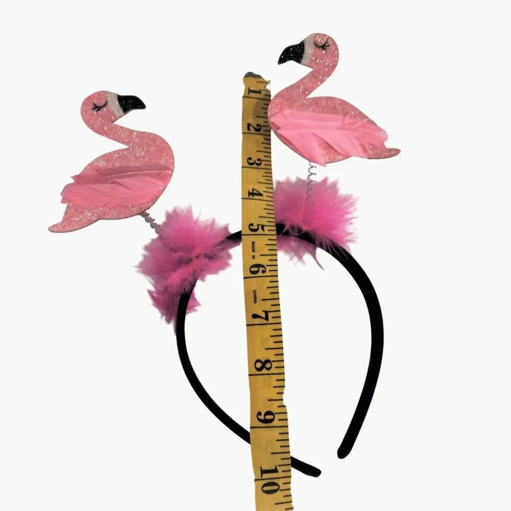 Flamingo Glitter Headband Feathers Fun Costume Accessory Pink